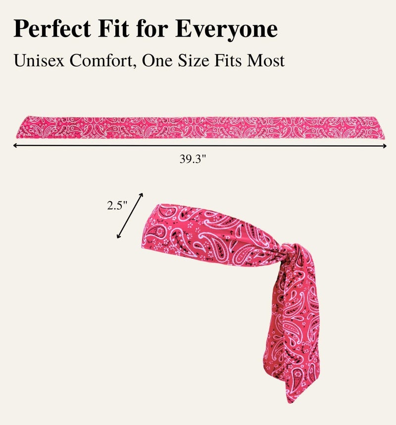 MD Style Tie Bandana Headband for Men and Women Hair Accessorries Paisley and Solid Color Sweat Band for Sports Workout Hairband - Image 4